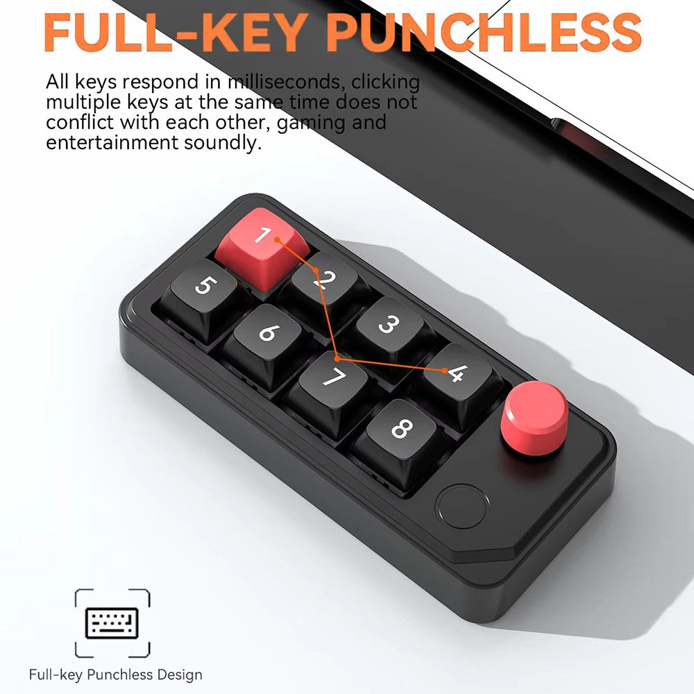 MKESPN K815A Programmerbart Gaming Tastatur med 8 Taster, Hot-Swappable, RGB Lys, Mini Mekanisk Numerisk Tastatur