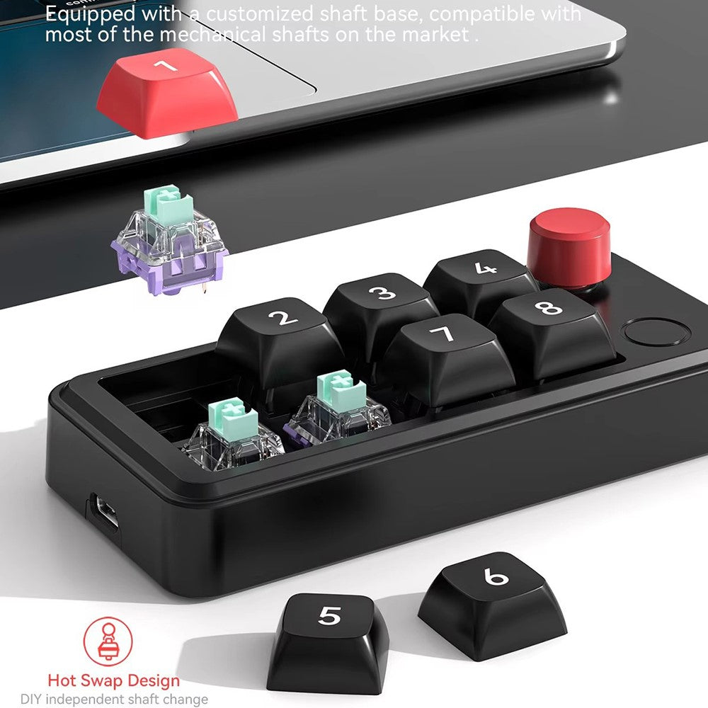 MKESPN K815A Programmerbart Gaming Tastatur med 8 Taster, Hot-Swappable, RGB Lys, Mini Mekanisk Numerisk Tastatur