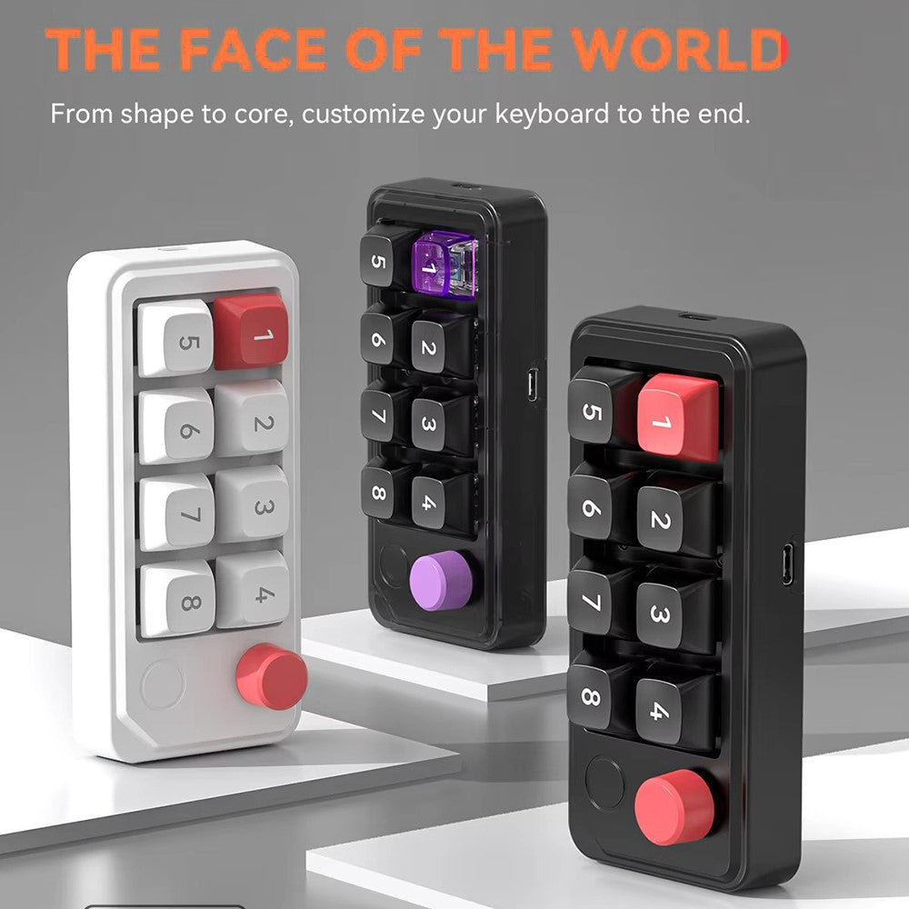 MKESPN K815A Programmerbart Gaming Tastatur med 8 Taster, Hot-Swappable, RGB Lys, Mini Mekanisk Numerisk Tastatur
