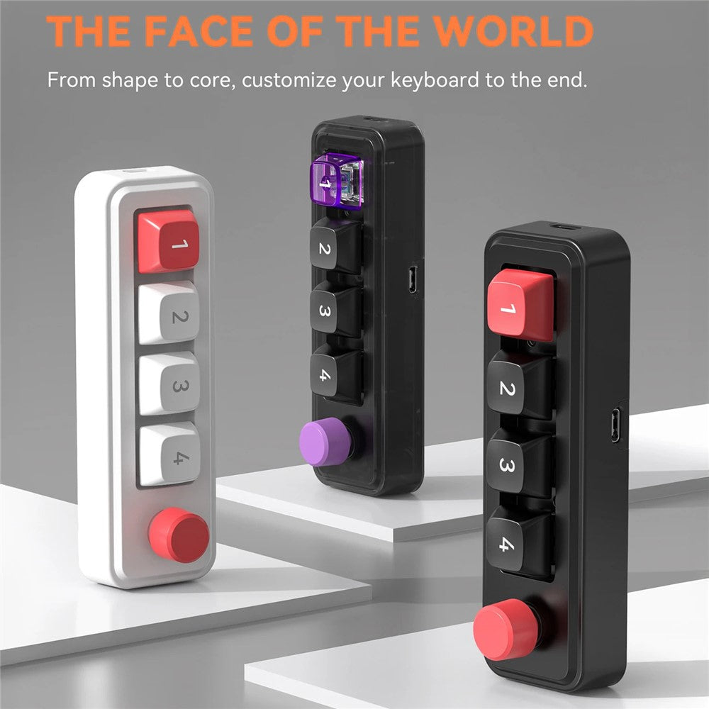 MKESPN K816A 4-Key Wired Hot-Swappable Mechanical Gaming Keypad Macro Programmable Mini Keyboard