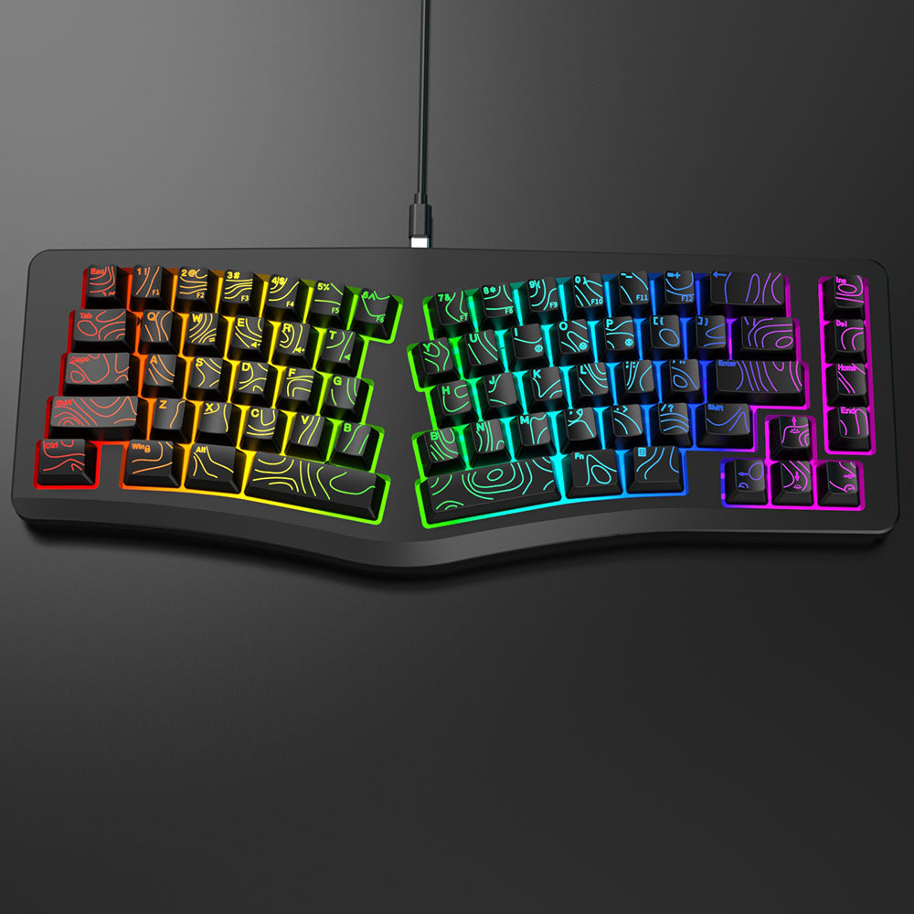 Y-FRUITFUL YF10 Ergonomisk Gaming Tastatur 69-tast RGB Baggrundsbelyst Kablet Membrantastatur til Kontor/Gaming