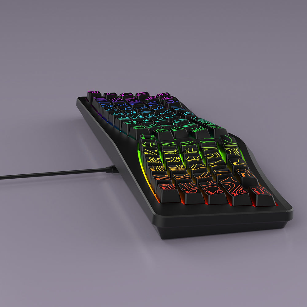 Y-FRUITFUL YF10 Ergonomisk Gaming Tastatur 69-tast RGB Baggrundsbelyst Kablet Membrantastatur til Kontor/Gaming