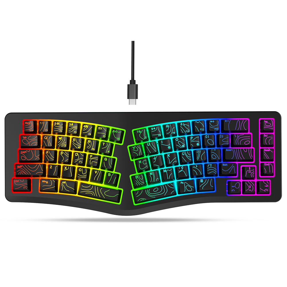 Y-FRUITFUL YF10 Ergonomisk Gaming Tastatur 69-tast RGB Baggrundsbelyst Kablet Membrantastatur til Kontor/Gaming