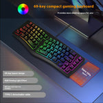 Y-FRUITFUL YF10 Ergonomisk Gaming Tastatur 69-tast RGB Baggrundsbelyst Kablet Membrantastatur til Kontor/Gaming