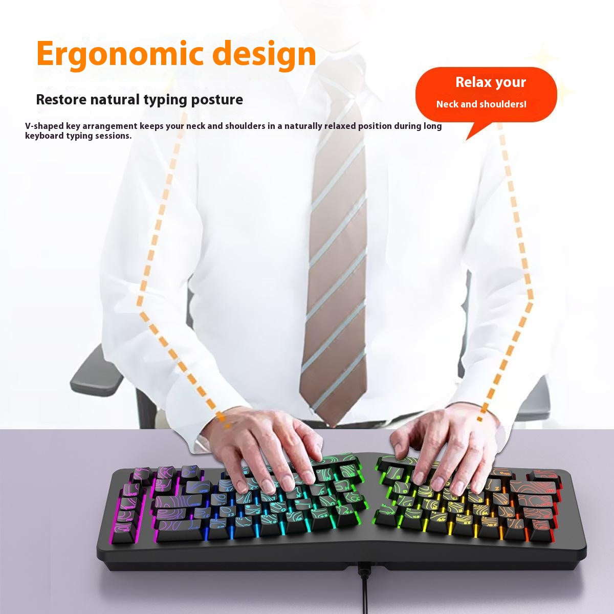 Y-FRUITFUL YF10 Ergonomisk Gaming Tastatur 69-tast RGB Baggrundsbelyst Kablet Membrantastatur til Kontor/Gaming