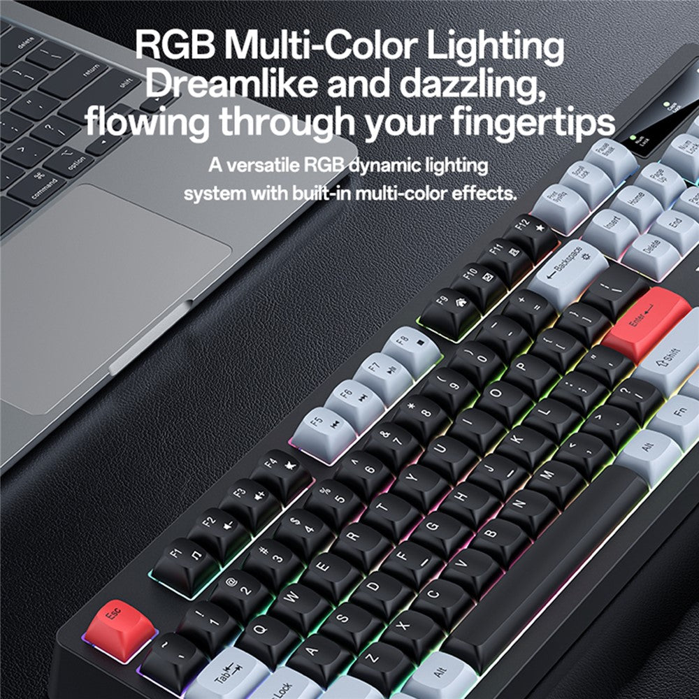 YESIDO KB44 104 Keys Wired Keyboard with RGB Backlight Low Noise Mechanical Keyboard, English Version