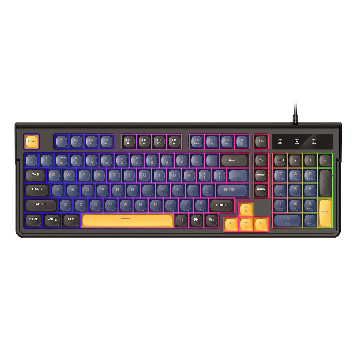 T-WOLF T13 Kabelforbundet Gaming Tastatur Mekanisk Følelse 98-Tasters Tastatur med RGB Baggrundsbelysning til Windows / Mac