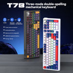 T-WOLF T78 Mekanisk Tastatur 99 Taster Triple Mode Gaming Tastatur med RGB Baggrundsbelysning til PC / Mac / iPad