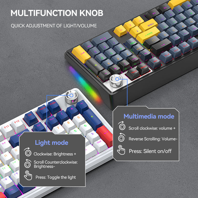 T-WOLF T78 Mekanisk Tastatur 99 Taster Triple Mode Gaming Tastatur med RGB Baggrundsbelysning til PC / Mac / iPad
