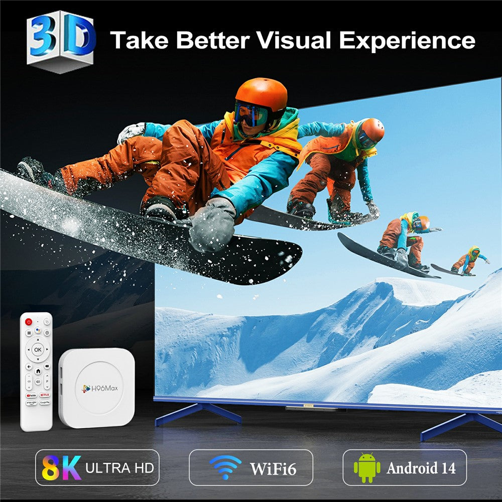 H96 MAX M1 Plus 8K Intelligent Android TV Box 4+32GB WiFi6 BT5.4 Stemmeassistent Medieafspiller