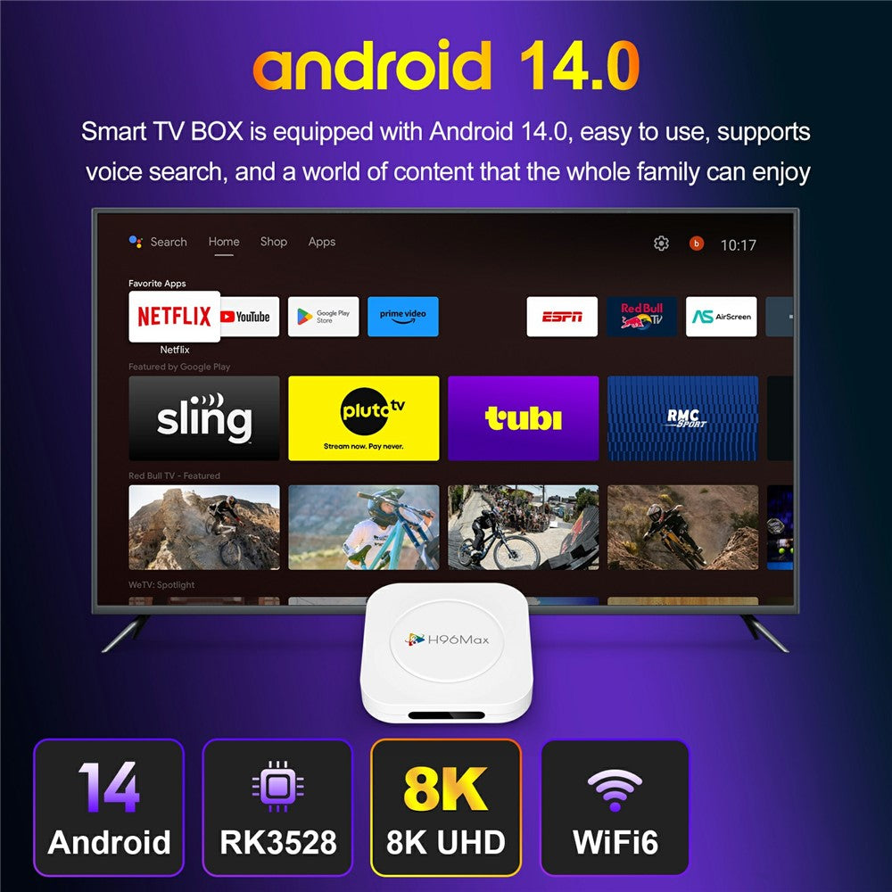 H96 MAX M1 Plus 8K Intelligent Android TV Box 4+32GB WiFi6 BT5.4 Stemmeassistent Medieafspiller