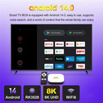 H96 MAX M2 Plus RK3528 Android 14.0 TV Box 4GB RAM + 128GB ROM 8K Ultra HD Streaming Device WiFi 6 BT5.4 Media Player
