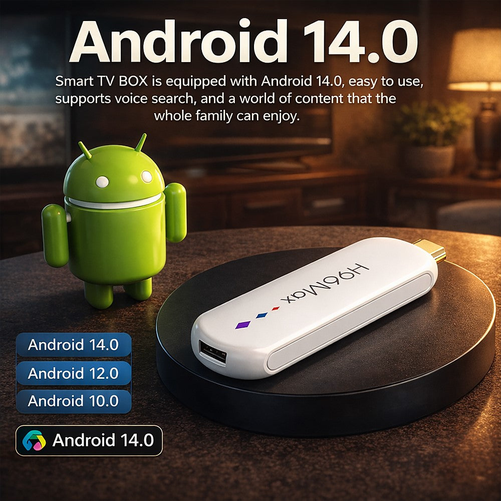 H96 MAX M20 L3 Android 14 TV Stick 4K HDR Streaming Medieafspiller med Google Voice Assistant 2GB + 16GB
