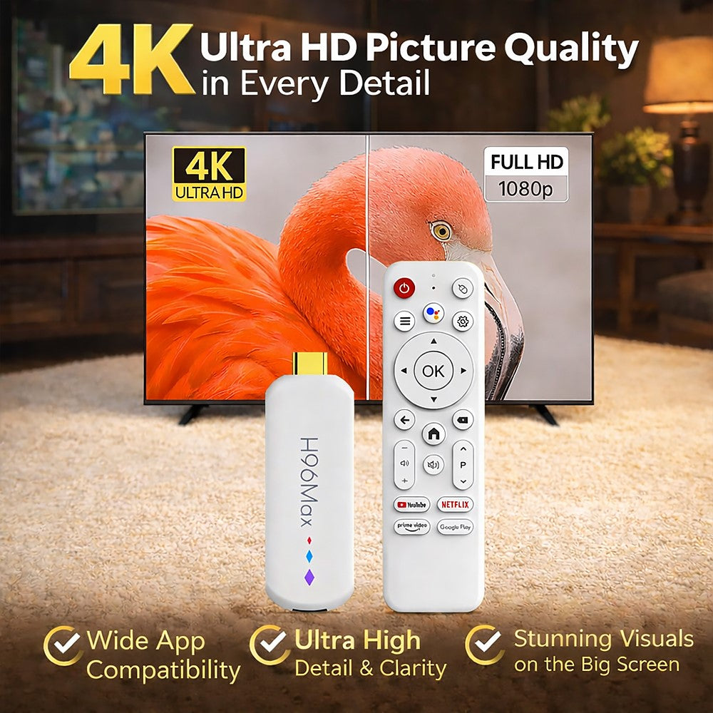 H96 MAX M20 L3 Android 14 TV Stick 4K HDR Streaming Medieafspiller med Google Voice Assistant 2GB + 16GB