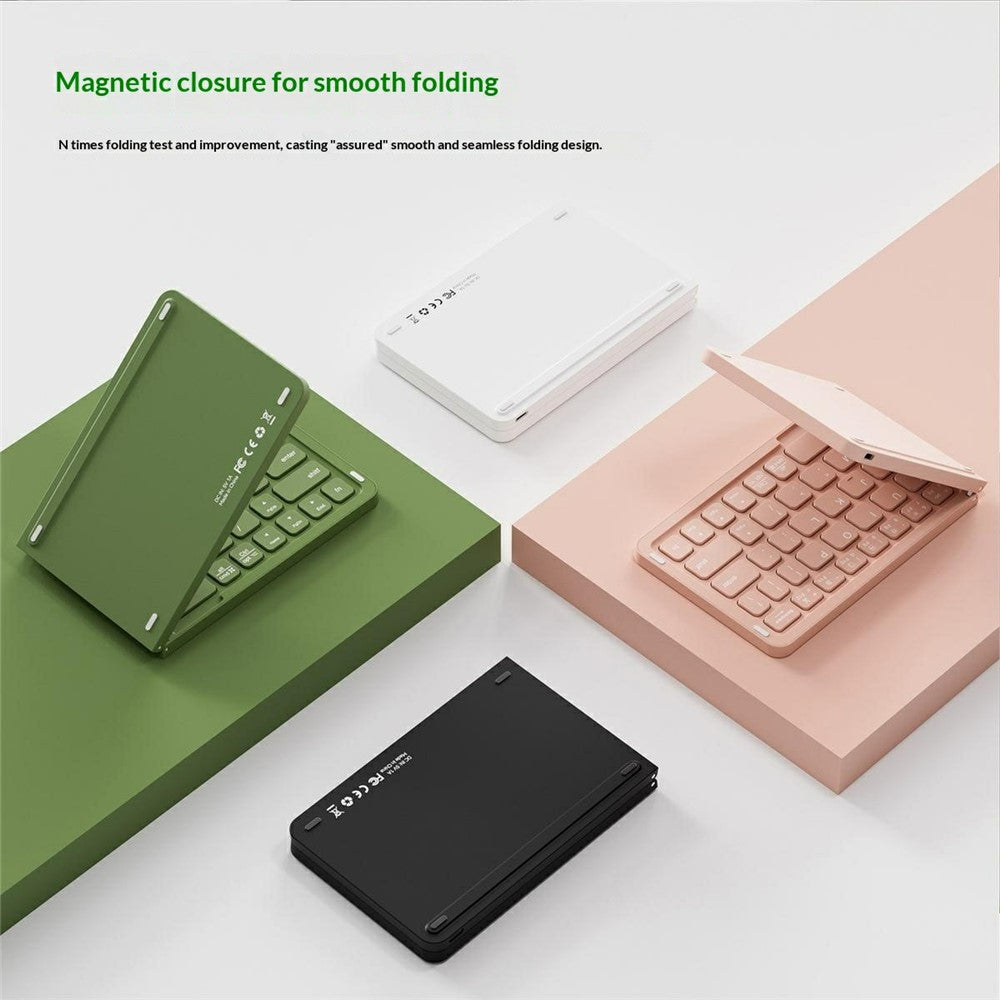 B023 68-Key Wireless Keyboard Magnetic Folding Bluetooth-compatible Keyboard with Phone Holder Stand