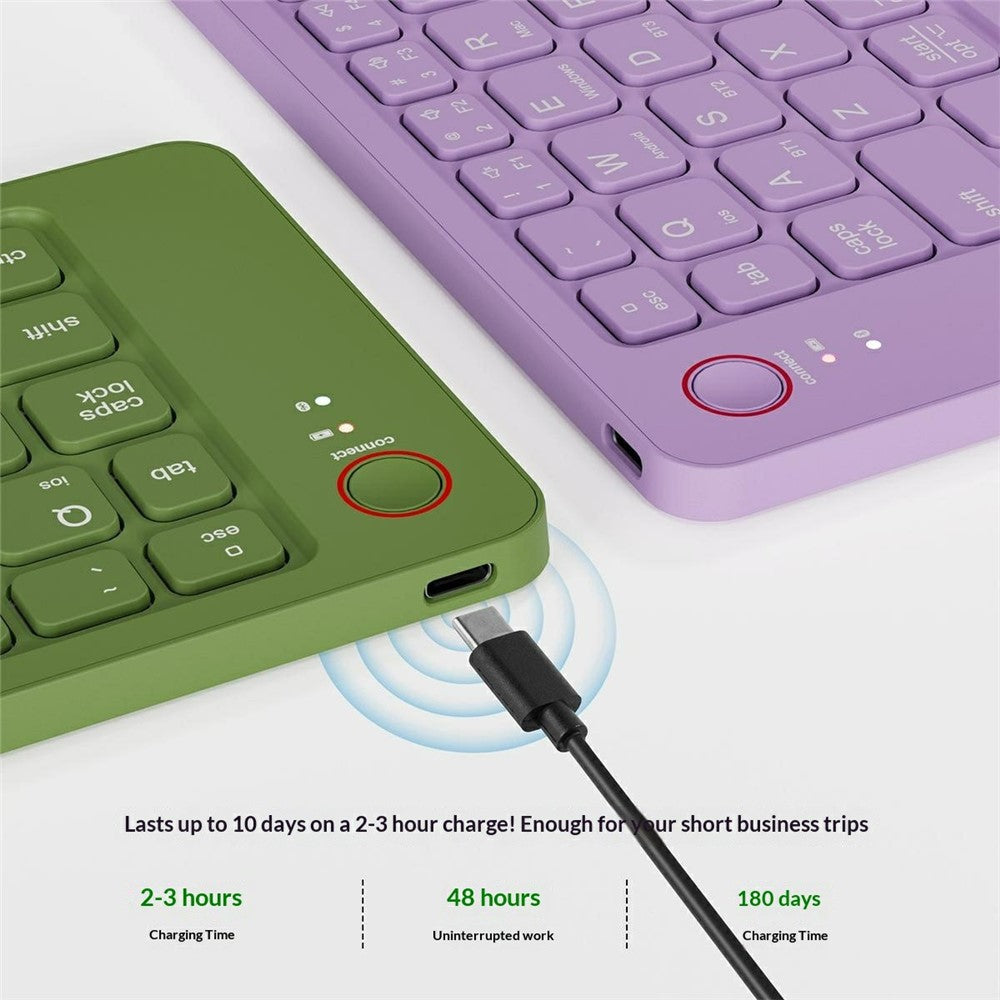 B023 68-Key Wireless Keyboard Magnetic Folding Bluetooth-compatible Keyboard with Phone Holder Stand