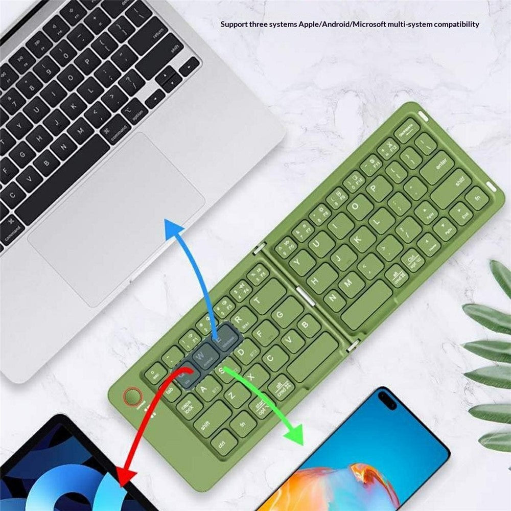 B023 68-Key Wireless Keyboard Magnetic Folding Bluetooth-compatible Keyboard with Phone Holder Stand