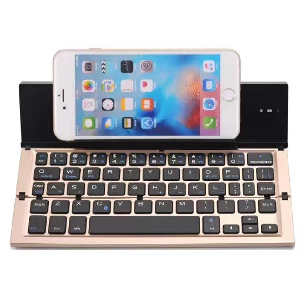608 Tri-Fold Bluetooth-Compatible Keyboard Dual Channel Aluminum Alloy Keyboard for iOS Android