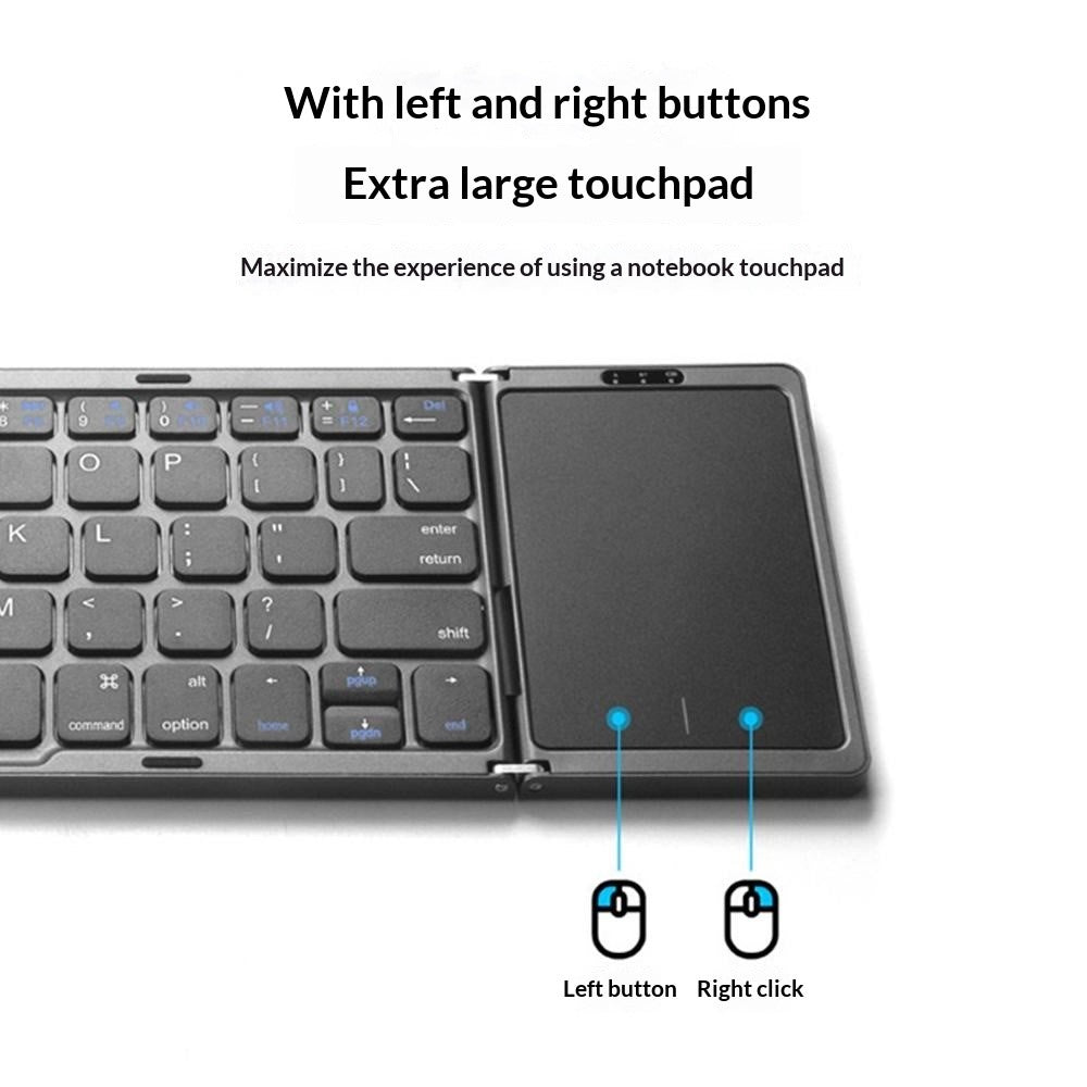 B089 Foldable Wireless Bluetooth-Compatible Keyboard with Touchpad for Phones / Tablets / Laptops