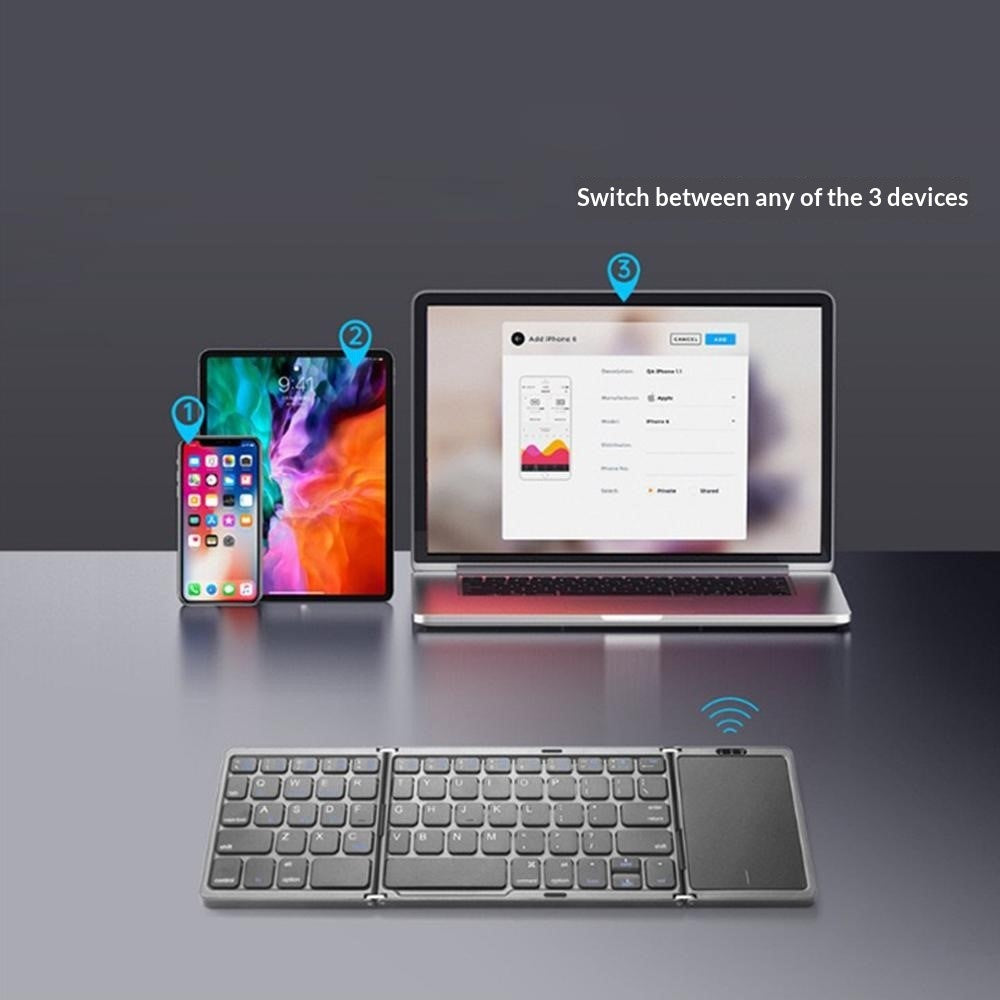 B089 Foldable Wireless Bluetooth-Compatible Keyboard with Touchpad for Phones / Tablets / Laptops
