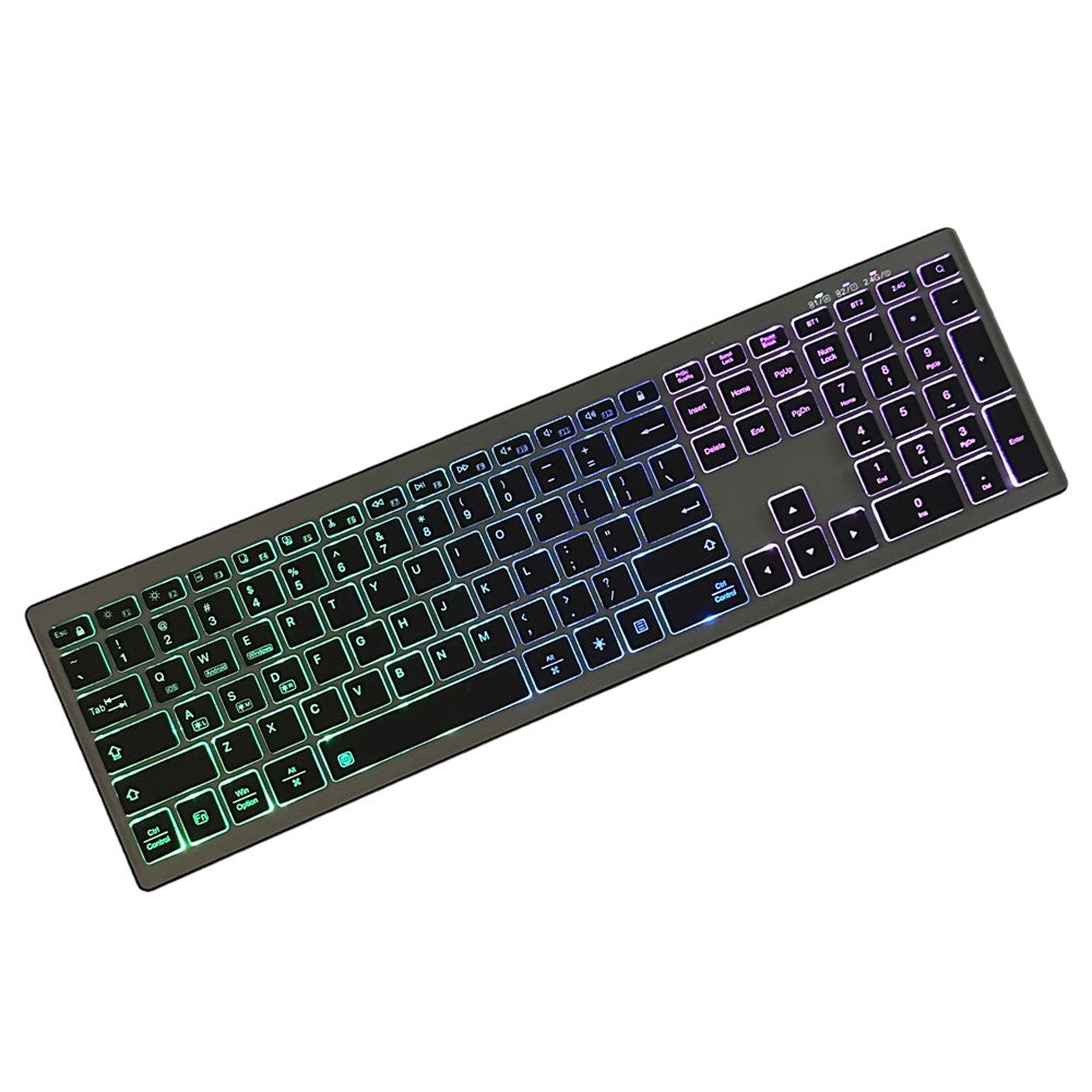 E15 Tre-tilstands trådløst tastatur 110 taster RGB-baggrundsbelysning Lydløst tastatur til kontor- og hjemmebrug