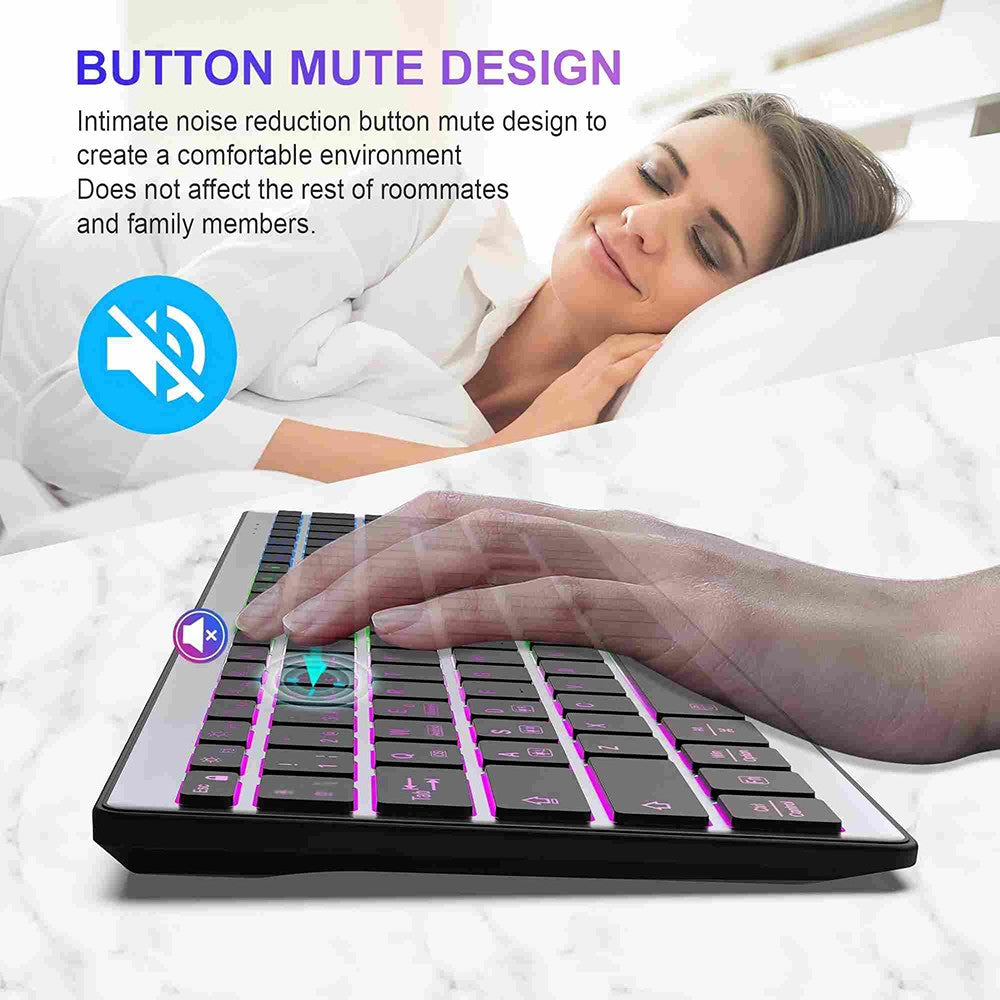 E15 Tre-tilstands trådløst tastatur 110 taster RGB-baggrundsbelysning Lydløst tastatur til kontor- og hjemmebrug
