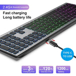 E15 Tre-tilstands trådløst tastatur 110 taster RGB-baggrundsbelysning Lydløst tastatur til kontor- og hjemmebrug