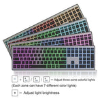 E15 Tre-tilstands trådløst tastatur 110 taster RGB-baggrundsbelysning Lydløst tastatur til kontor- og hjemmebrug