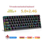 HXSJ V800 68-Key Mechanical Keyboard 2.4G Wireless/Bluetooth-compatible/Wired 3-Mode Keyboard with RGB Backlit