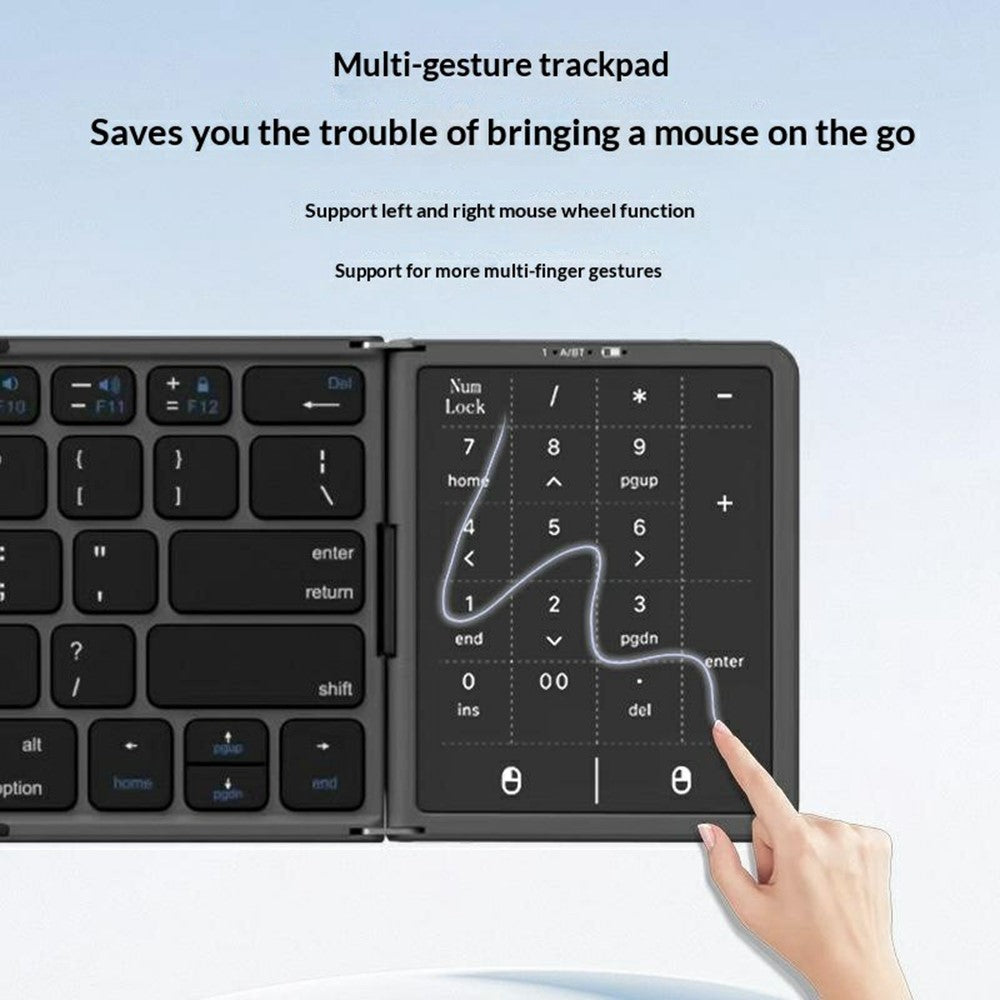 B089 ST Ultra Thin Tri-Folding Wireless Bluetooth-compatible Keyboard with Smart Trackpad for iOS / Android / Windows