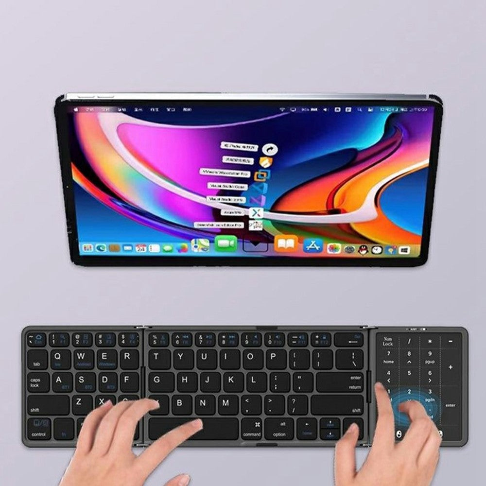 B089 ST Ultra Thin Tri-Folding Wireless Bluetooth-compatible Keyboard with Smart Trackpad for iOS / Android / Windows