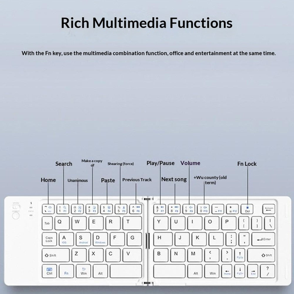 B028 Wireless Keyboard Bluetooth-compatible Foldable Keyboard for iPad Tablet Phone Laptop
