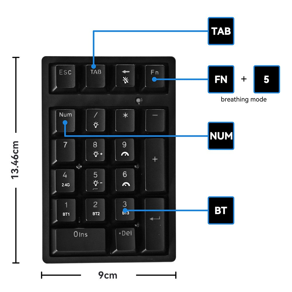 K18 21 Keys RGB Mechanical Numpad Bluetooth-compatible 3-Mode Wireless Keyboard