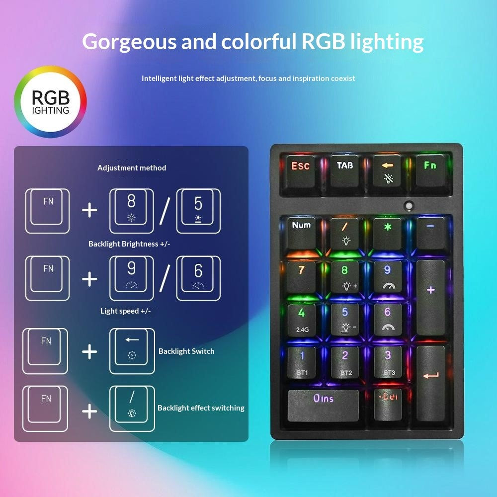 K18 21 Keys RGB Mechanical Numpad Bluetooth-compatible 3-Mode Wireless Keyboard
