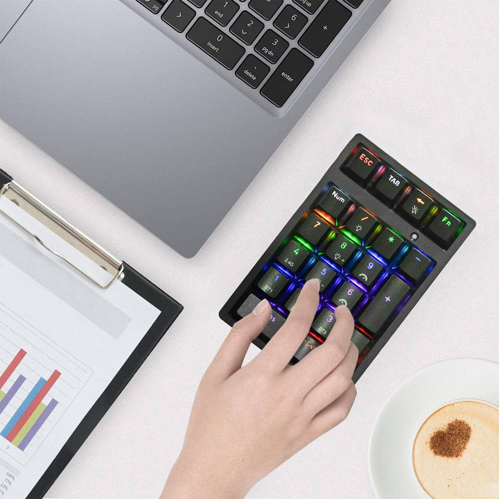 K18 21 Keys RGB Mechanical Numpad Bluetooth-compatible 3-Mode Wireless Keyboard