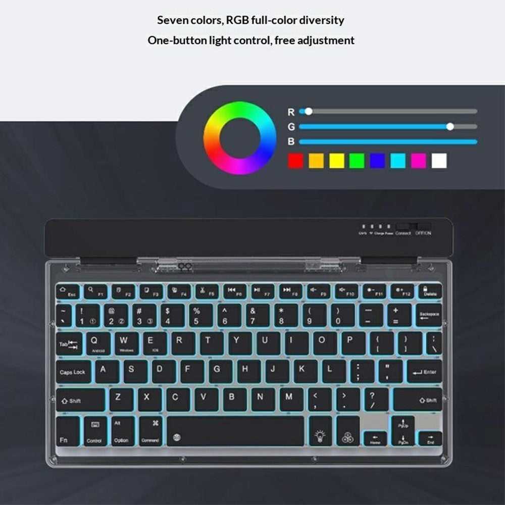 KB338 Bluetooth-kompatibelt tastatur trådløst gennemsigtigt tastatur med tredobbelt tilstand foldbart tastatur til computer tablet
