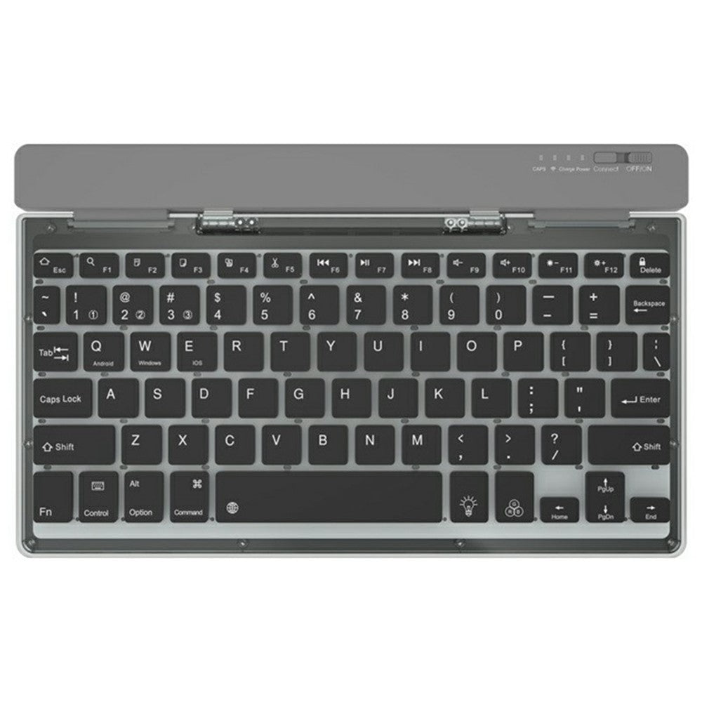 KB338 Bluetooth-kompatibelt tastatur trådløst gennemsigtigt tastatur med tredobbelt tilstand foldbart tastatur til computer tablet