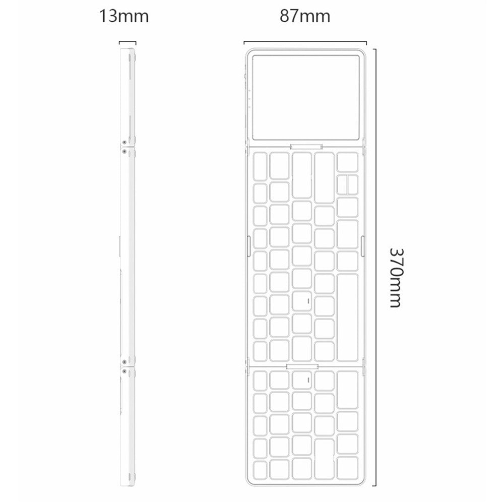 YESIDO KB49 Tri-fold Wireless Bluetooth-compatible Keyboard with Touchpad Numeric Keypad Keyboard for Phone Tablet PC