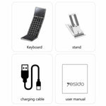 YESIDO KB49 Tri-fold Wireless Bluetooth-compatible Keyboard with Touchpad Numeric Keypad Keyboard for Phone Tablet PC