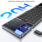 YESIDO KB49 Tri-fold Wireless Bluetooth-compatible Keyboard with Touchpad Numeric Keypad Keyboard for Phone Tablet PC