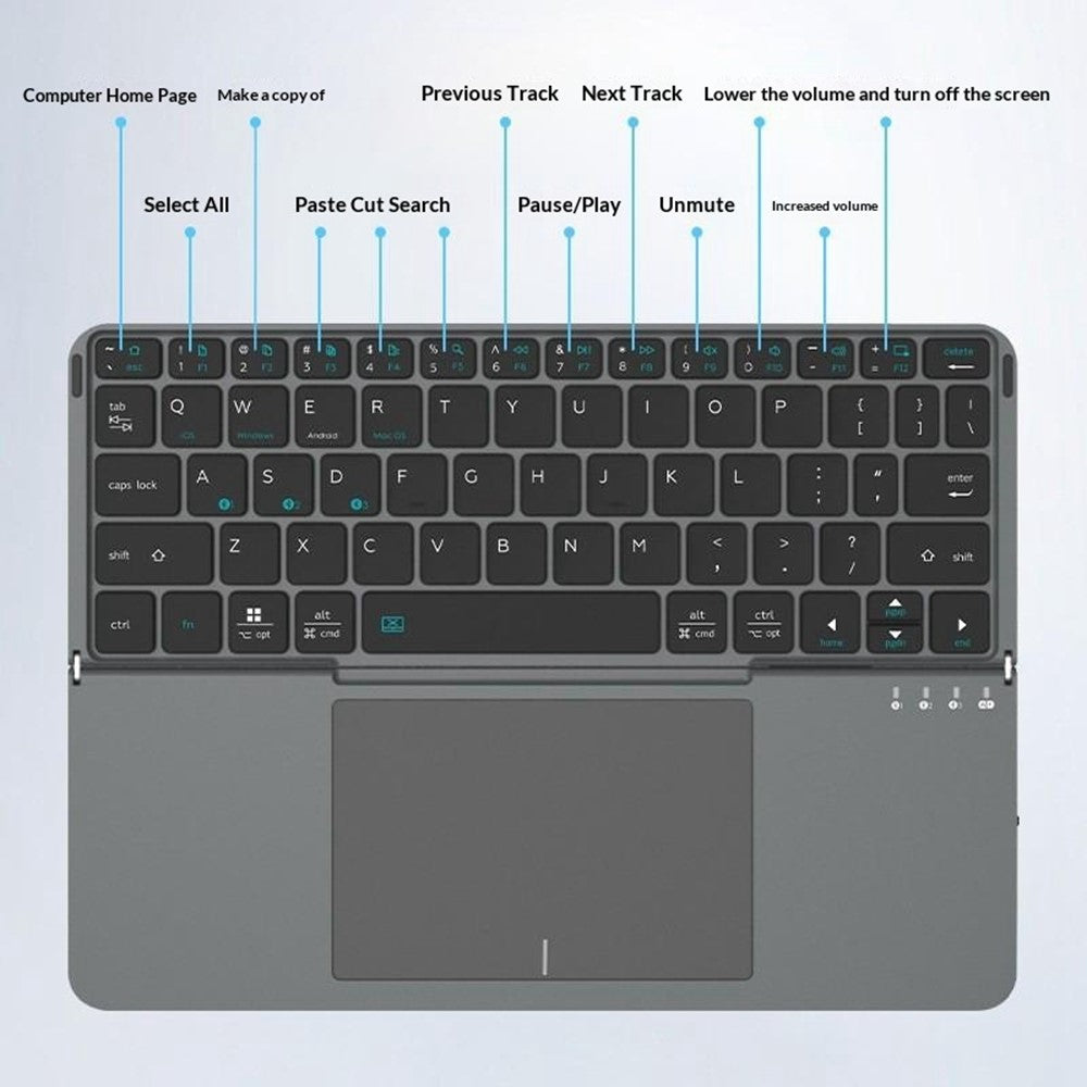 iBOX 11 Bluetooth-compatible Keyboard Foldable Leather Case Stand with Touchpad Wireless Keyboard for Tablet