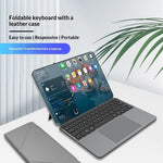 iBOX 11 Bluetooth-compatible Keyboard Foldable Leather Case Stand with Touchpad Wireless Keyboard for Tablet