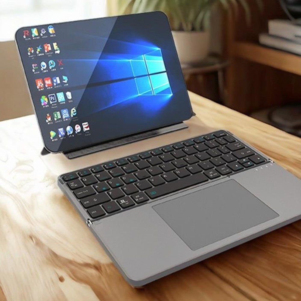 iBOX 11 Bluetooth-compatible Keyboard Foldable Leather Case Stand with Touchpad Wireless Keyboard for Tablet