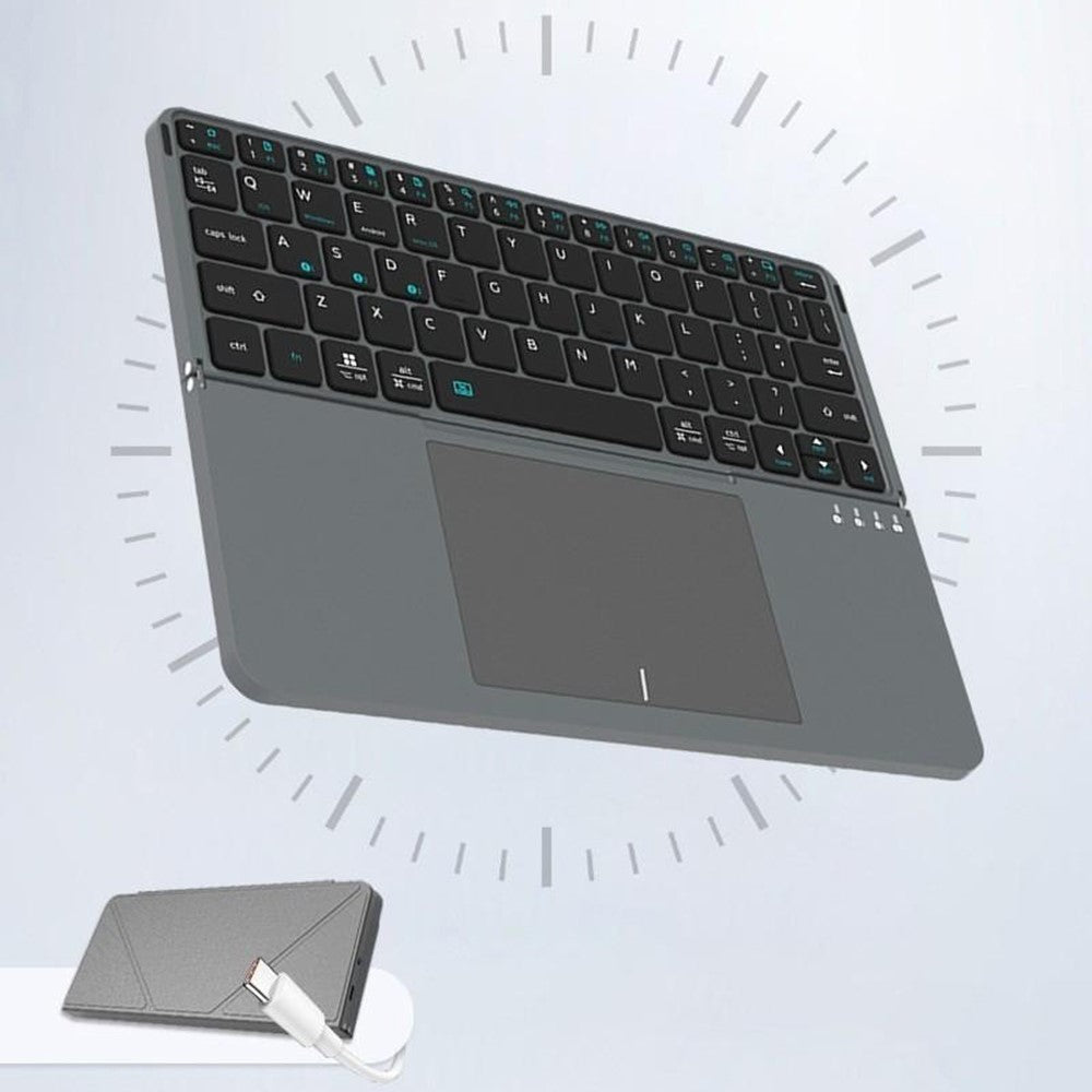 iBOX 11 Bluetooth-compatible Keyboard Foldable Leather Case Stand with Touchpad Wireless Keyboard for Tablet
