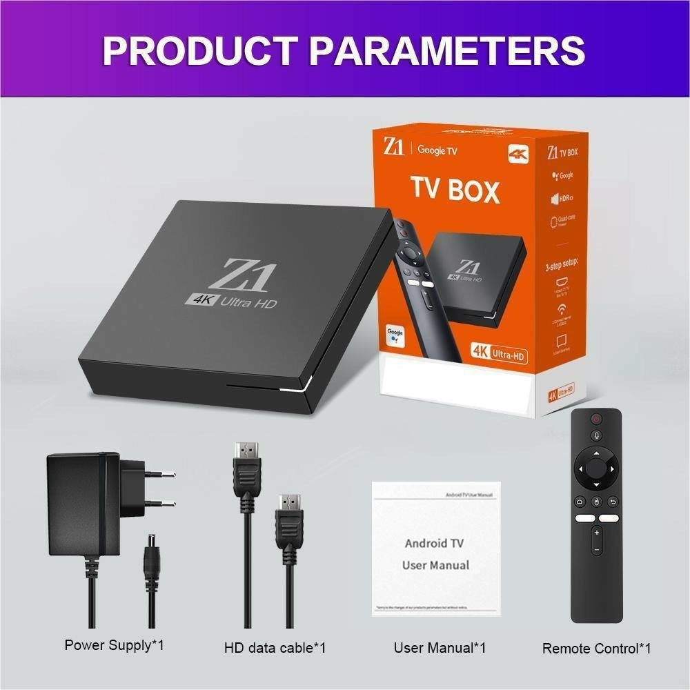 Z1 2+16GB Android 15.0 TV Box 4K Ultra HD WiFi 6 Dual Band 2.4G / 5G Bluetooth-kompatibel stemmefjernbetjening