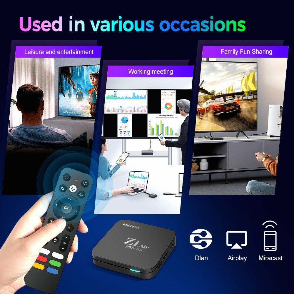 EMODERN Z1 AIR 2+16GB Android 15.0 TV Box 8K Ultra HD 2.4G / 5G WiFi Bluetooth-kompatibel stemmefjernbetjening