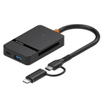 ADS-315 iP + Type-C 2 in 1 to SD / TF / MS / CF Card Reader USB 3.0 5Gbps Hub for Photography Office Travel