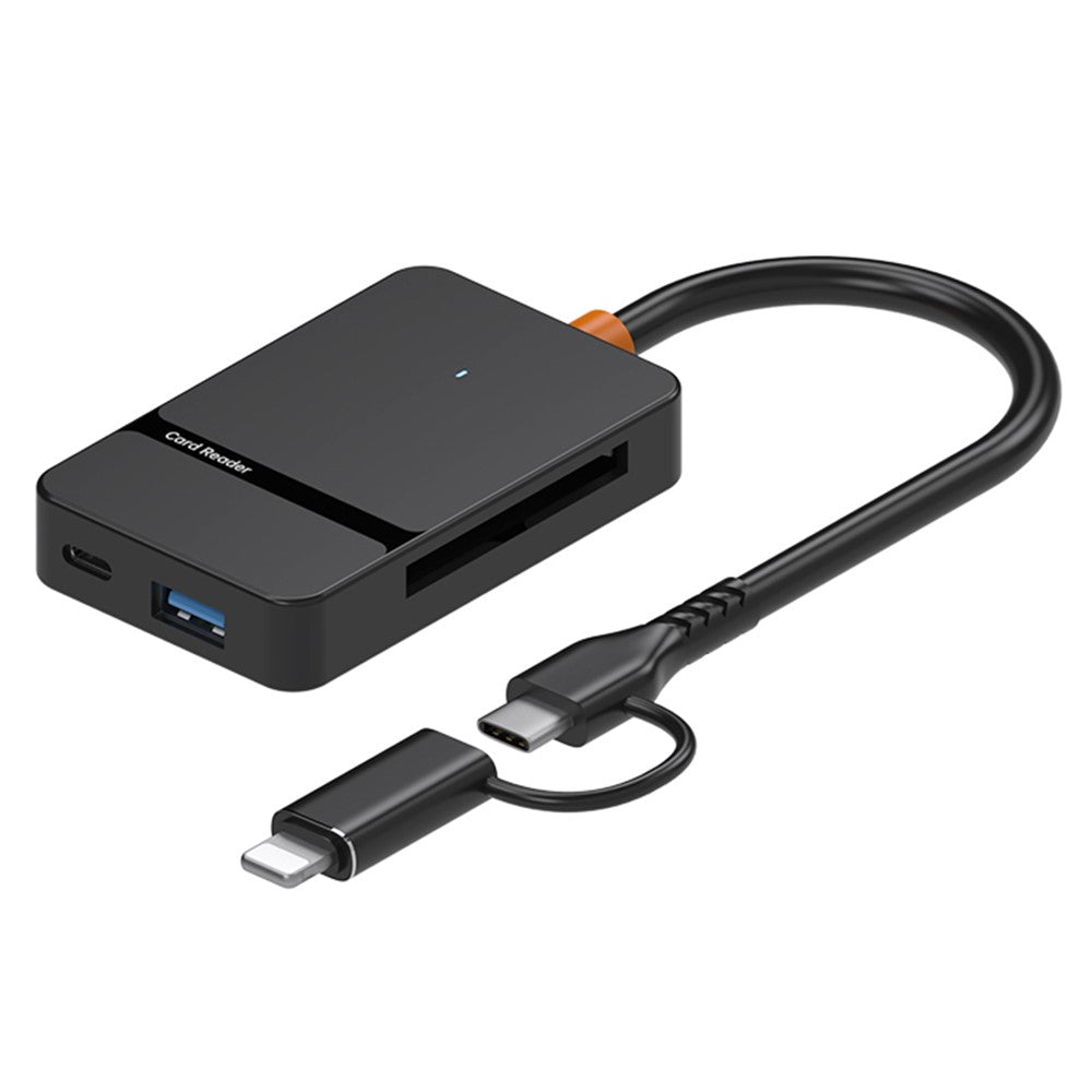 ADS-315 iP + Type-C 2 in 1 to SD / TF / MS / CF Card Reader USB 3.0 5Gbps Hub for Photography Office Travel