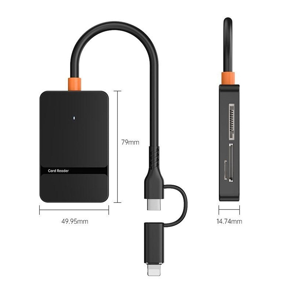 ADS-315 iP + Type-C 2 in 1 to SD / TF / MS / CF Card Reader USB 3.0 5Gbps Hub for Photography Office Travel
