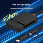 ADS-315 iP + Type-C 2 in 1 to SD / TF / MS / CF Card Reader USB 3.0 5Gbps Hub for Photography Office Travel
